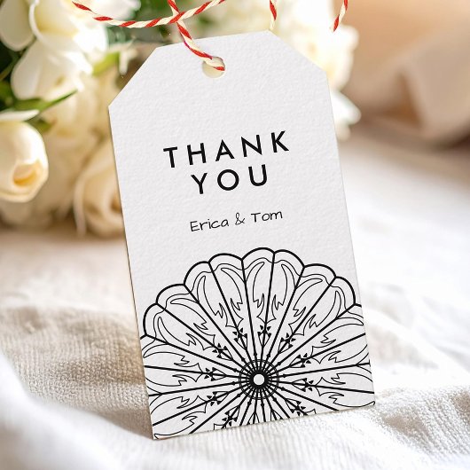 Aangepaste kleur moderne minimalistische bloemen cadeaulabel