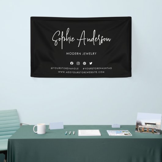 Aangepaste kleur Moderne script sociale media mark Spandoek (Beurs)