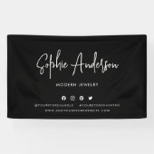 Aangepaste kleur Moderne script sociale media mark Spandoek (Horizontaal)