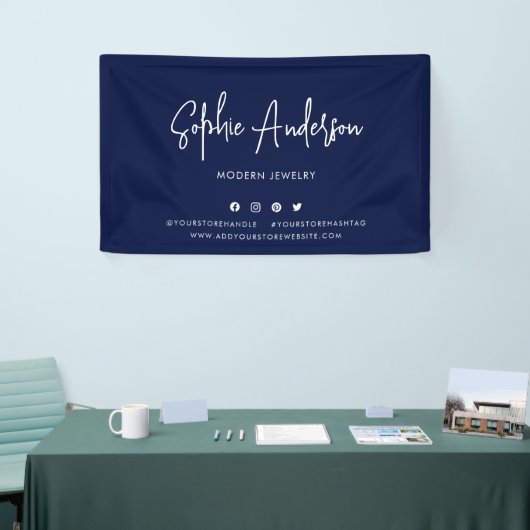 Aangepaste kleur Moderne script sociale media mark Spandoek (Beurs)