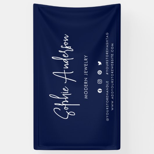 Aangepaste kleur Moderne script sociale media mark Spandoek (Verticaal)