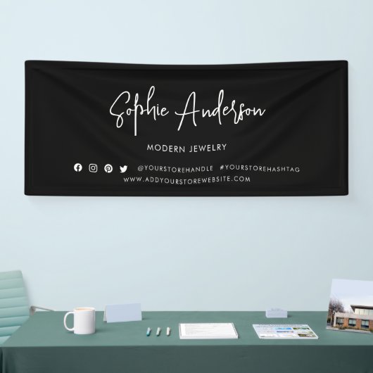 Aangepaste kleur Moderne script sociale media mark Spandoek (Beurs)