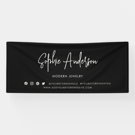 Aangepaste kleur Moderne script sociale media mark Spandoek (Horizontaal)