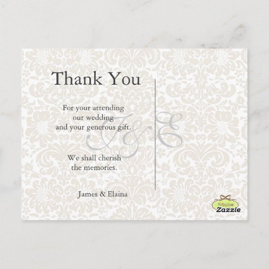 Aangepaste kleur/monogram Dank u briefkaarten (Achterkant)