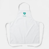 Aangepaste Kleur Monogram Hart Modern Script Schort (Voorkant)