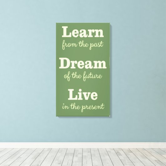 Aangepaste kleur Motivatie Quote canvas print (Insitu (Houten vloer))
