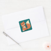 Aangepaste kleur naaien begrippen vos cadeau label (Envelop)