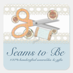 Aangepaste kleur naaien schaar knoppen draad vierkante sticker