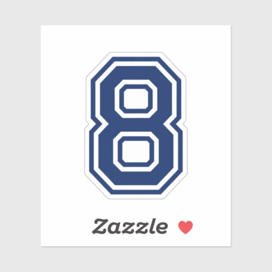 Aangepaste kleur nummer acht sport college lettert sticker (Vel)