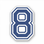 Aangepaste kleur nummer acht sport college lettert sticker (Voorkant)