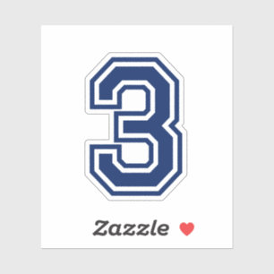 Aangepaste kleur nummer drie 3 sportacademieletter sticker