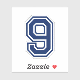 Aangepaste kleur nummer negen 9 sport college lett sticker