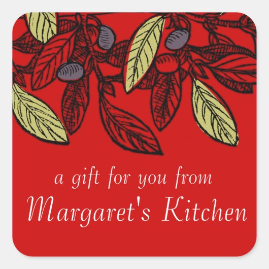 Aangepaste kleur olijftak voedsel cadeau label lab (Voorkant)