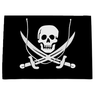 Aangepaste kleur Pirate/Skulls/Swords Black Gift B Groot Cadeauzakje