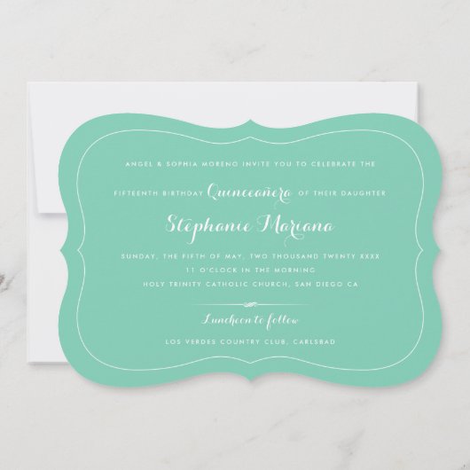 Aangepaste kleur Quinceañera Zuid-Westerne Mint Gr Kaart (Achterkant)