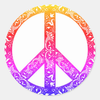 Aangepaste kleur  regenboog Vredesteken Geen Oorlo Ronde Sticker