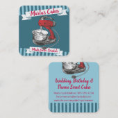 Aangepaste kleur retro stand mixer bakkerij bakken vierkante visitekaartje (Voorkant / Achterkant)