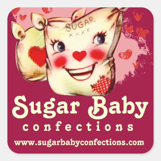 Aangepaste kleur Retro Sugar Sack snoep Baking Bak Vierkante Sticker (Voorkant)