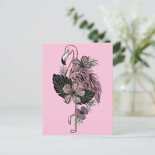 Aangepaste kleur Roze Flamingo Briefkaart (Staand voorkant)