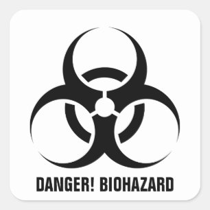 Aangepaste kleur/tekst Chemisch Biohazard Gevaarsy Vierkante Sticker