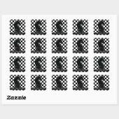 Aangepaste kleur & tekst Chessboard Black Knight C Vierkante Sticker (Vel)