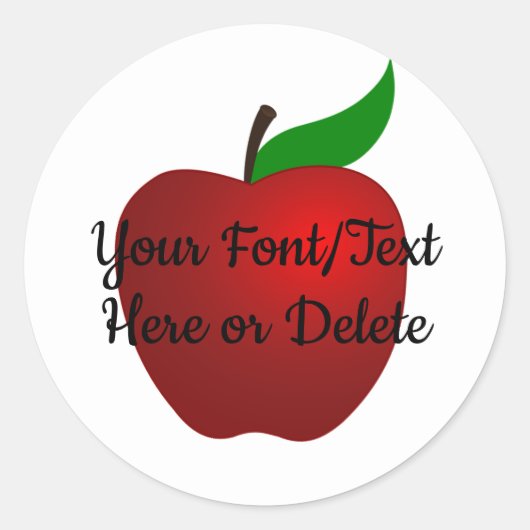 Aangepaste kleur & tekst Delicious Red Apple Teach Ronde Sticker (Voorkant)