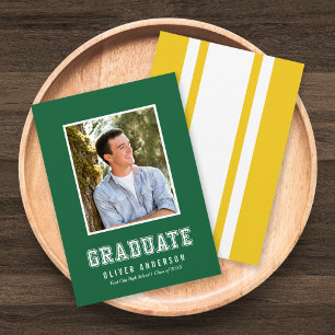 Aangepaste Kleur Varsity Foto Afstudeer Uitnodigin Kaart