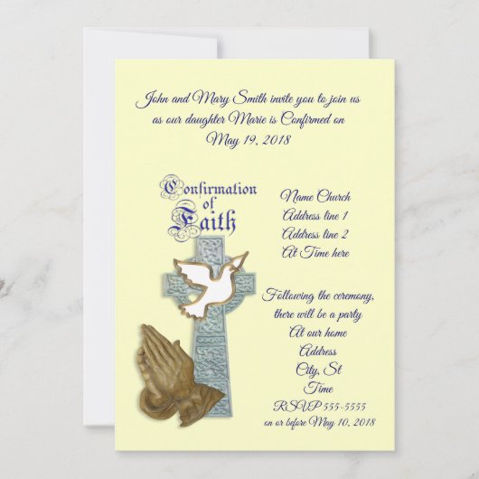 Aangepaste kleur voor uitnodiging voor bevestiging (Voorkant)