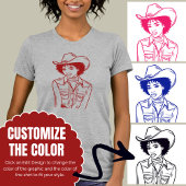 Aangepaste Kleur Westerne Cowgirl Lijn Tekenstijl T-shirt