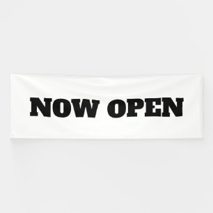 Aangepaste kleur Zwart Wit Nu geopend Nieuwe zaak Spandoek