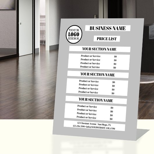 Aangepaste kleuren Business Logo prijslijst Reclamebord Met Voetstuk