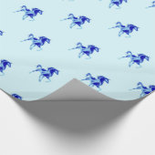 Aangepaste kleuren die papier blauw paard ompakken (Hoek)