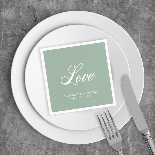 Aangepaste kleuren Elegant Cursive Love Wedding Servet