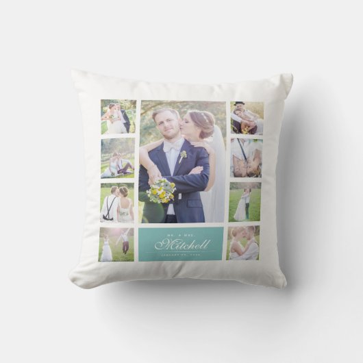 Aangepaste kleuren elegant script dhr. & Mrs. Phot Kussen (Voorkant)