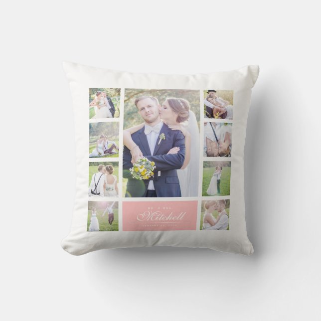 Aangepaste kleuren elegant script dhr. & Mrs. Phot Kussen (Voorkant)