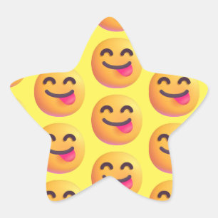 Aangepaste Kleuren Gezicht Genietend Van Eten Emoj Ster Sticker