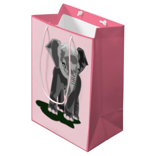 Aangepaste kleuren Gift Bag Little Elephant Medium Cadeauzakje (Voorkant Gekanteld)