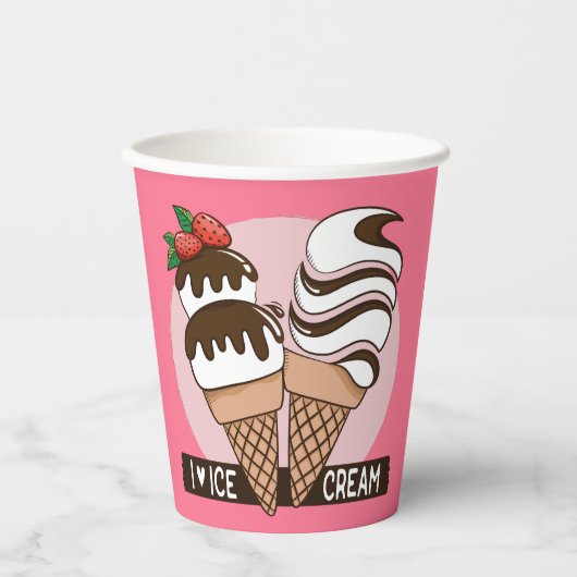 Aangepaste kleuren-Ice Cream Lover Papieren Bekers (Voorkant)