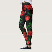 Aangepaste kleuren Leggings met Red Poppy Art (Links)