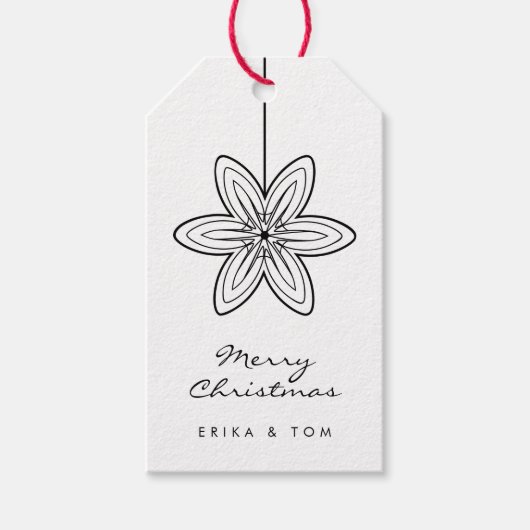 Aangepaste kleuren Merry Xmas moderne bloemen Cadeaulabel (Voorkant)