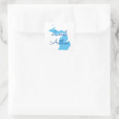 Aangepaste kleuren Michigan lokale auteur Vierkante Sticker (Tas)