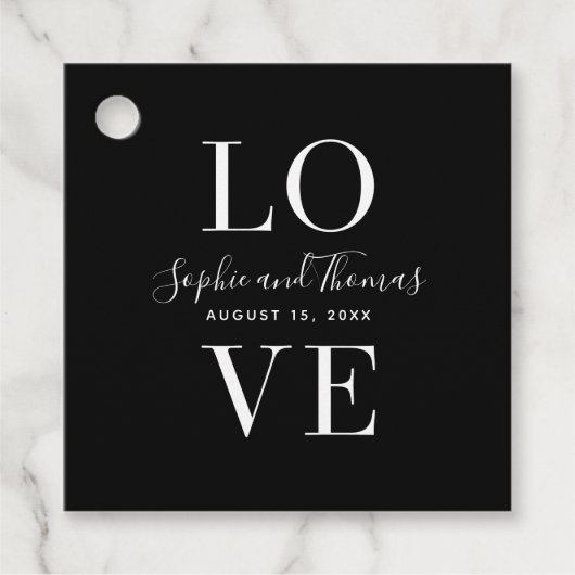 Aangepaste kleuren Modern Elegant Love Wedding Bedankjes Labels (Voorkant)