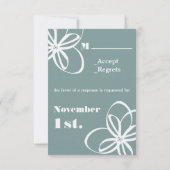 Aangepaste kleuren moderne RSVP-bruiloft met bloem RSVP Kaartje (Achterkant)