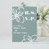 Aangepaste kleuren moderne RSVP-bruiloft met bloem RSVP Kaartje (Staand voorkant)