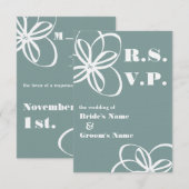 Aangepaste kleuren moderne RSVP-bruiloft met bloem RSVP Kaartje (Voorkant / Achterkant)
