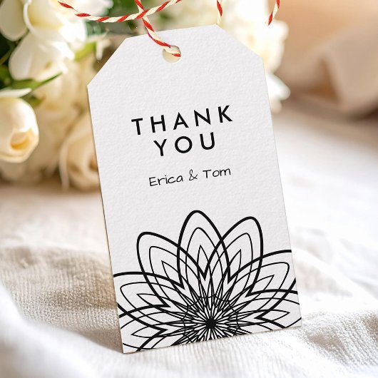 Aangepaste kleuren retro minimalistische bloemen cadeaulabel