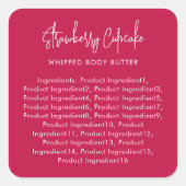 Aangepaste kleuren Script Minimalist Ingredients L Vierkante Sticker (Voorkant)