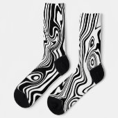 Aangepaste kleuren sockets Abstracte zwarte golven Sokken (Links)