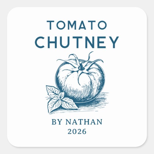 Aangepaste kleuren tomaat chutney vierkante sticker (Voorkant)