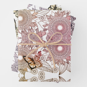 Aangepaste kleuren Vlinder Mandala Inpakpapier Sh Vel